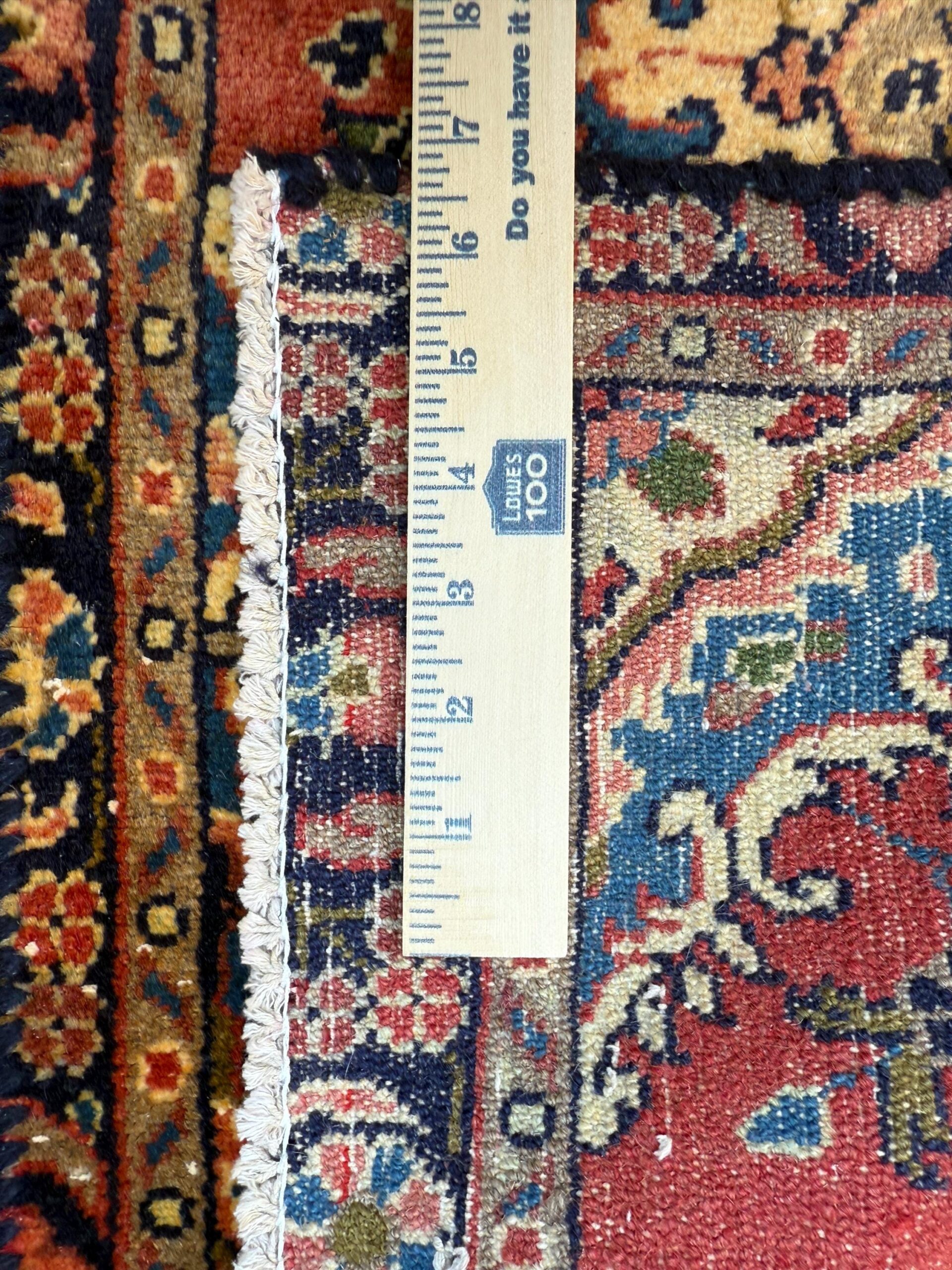 1.7×3 ft Vintage Entryway Rug: 1930s Hand-Knotted Wool, Geometric Accent