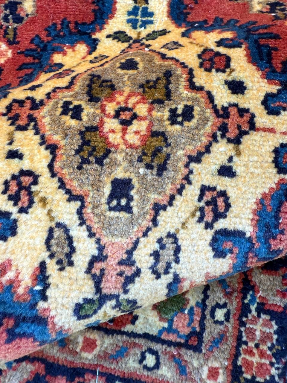 1.7×3 ft Vintage Entryway Rug: 1930s Hand-Knotted Wool, Geometric Accent