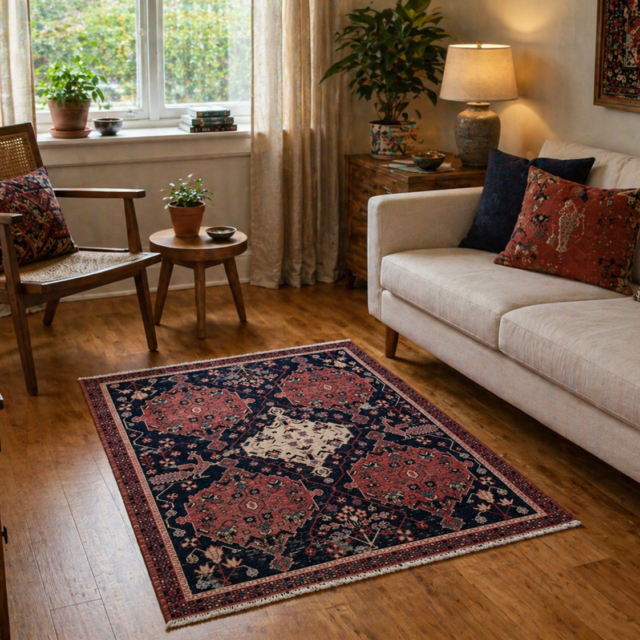 Vintage Turkish Anatolian Rug 4.1×5 ft Hand Knotted Wool Tribal Geometric Rug 1960s