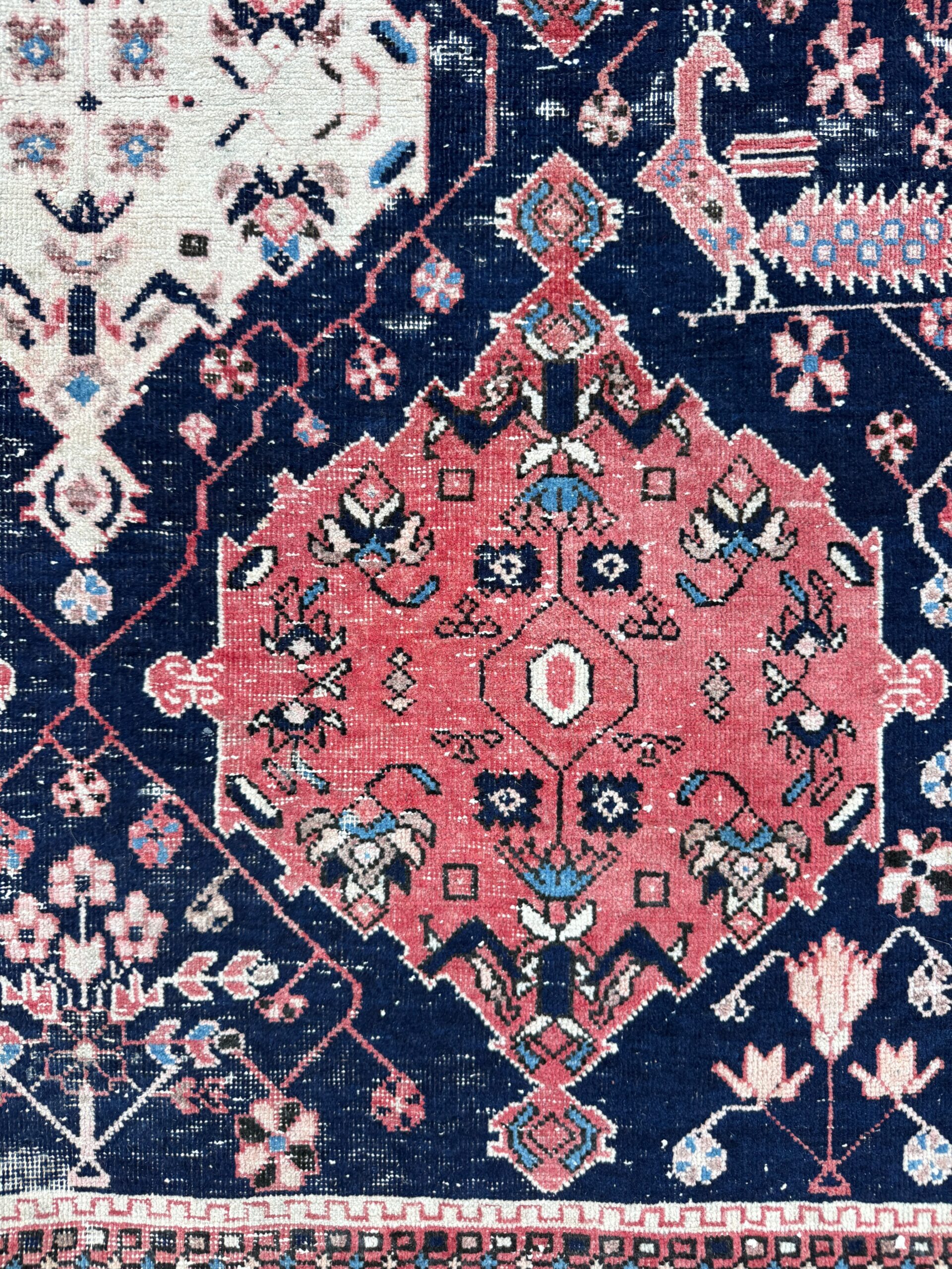 Vintage Turkish Anatolian Rug 4.1×5 ft Hand Knotted Wool Tribal Geometric Rug 1960s