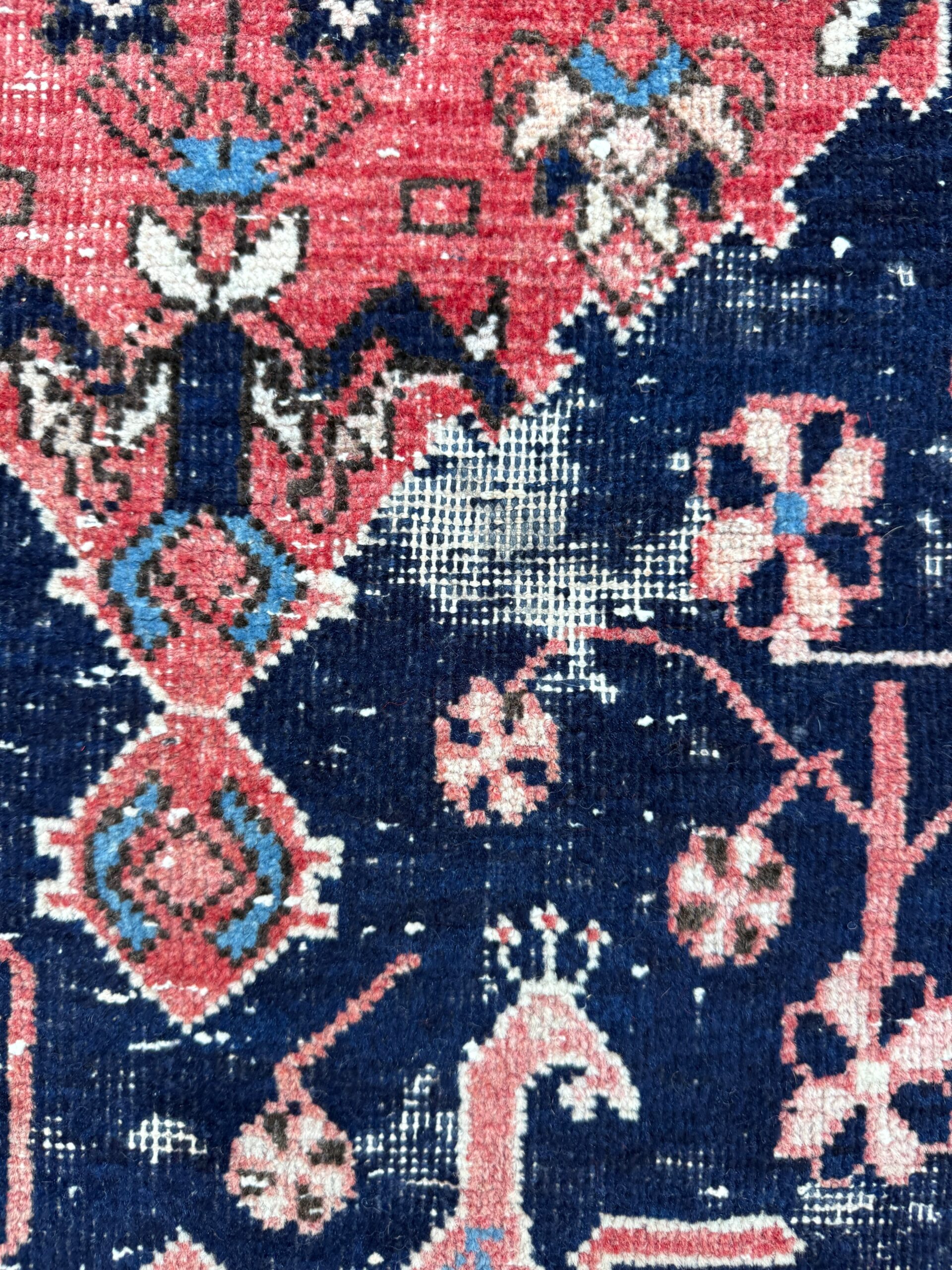 Vintage Turkish Anatolian Rug 4.1×5 ft Hand Knotted Wool Tribal Geometric Rug 1960s