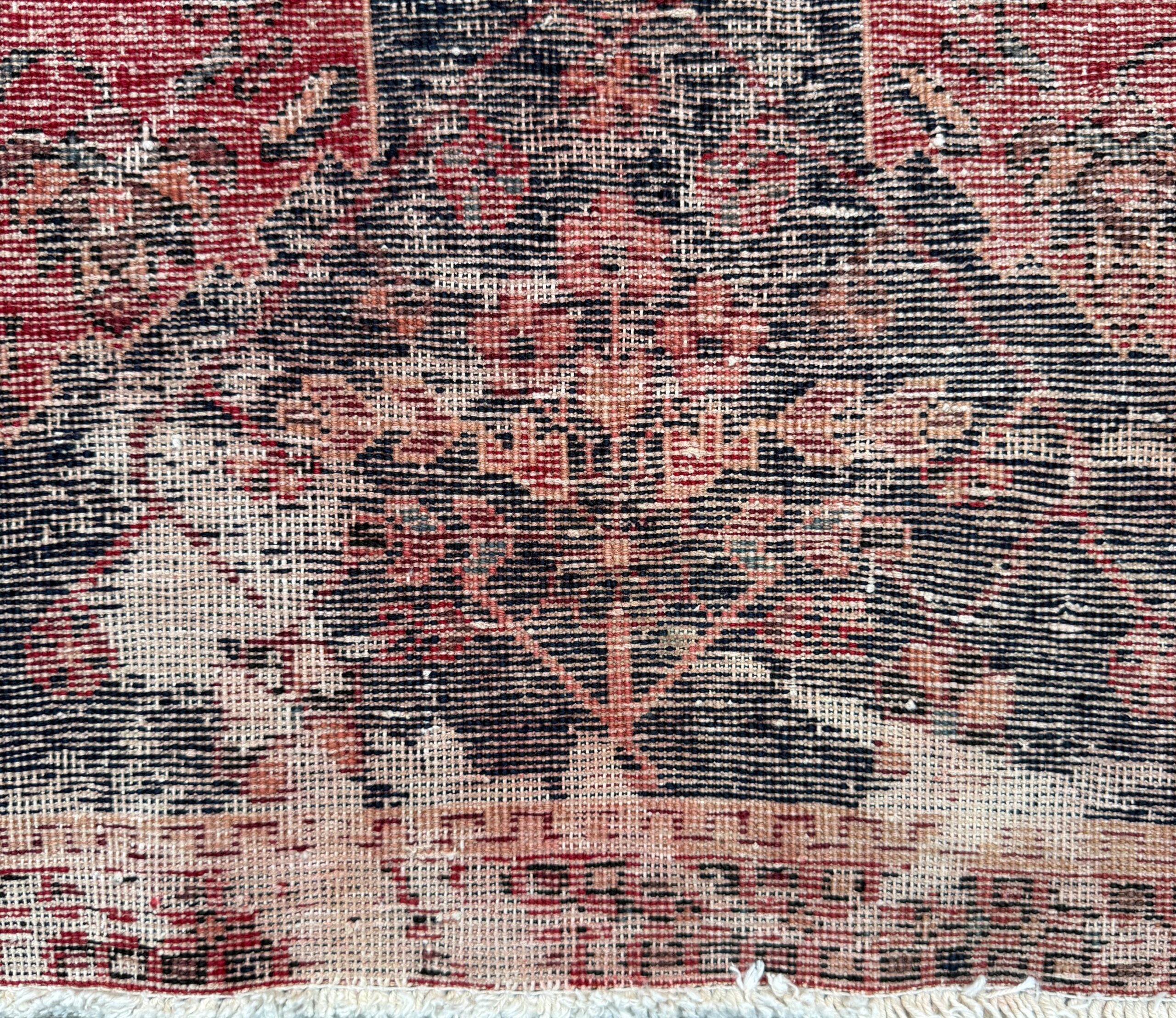 Vintage Turkish Anatolian Rug 4.1×5 ft Hand Knotted Wool Tribal Geometric Rug 1960s