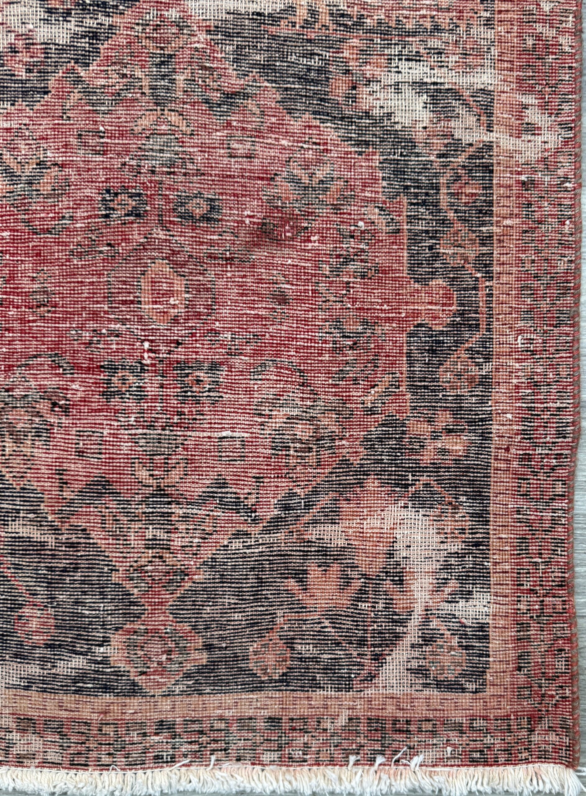 Vintage Turkish Anatolian Rug 4.1×5 ft Hand Knotted Wool Tribal Geometric Rug 1960s
