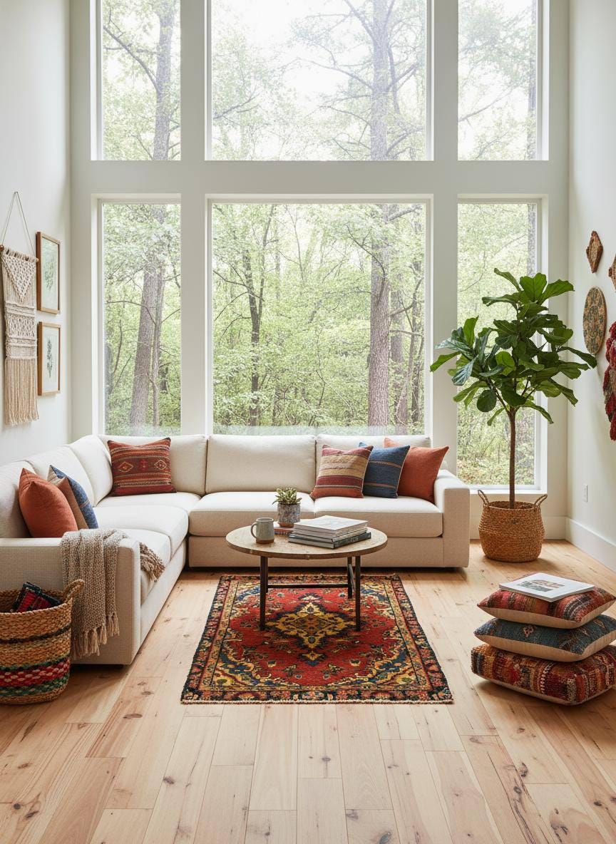 1.7×3 ft Vintage Entryway Rug: 1930s Hand-Knotted Wool, Geometric Accent