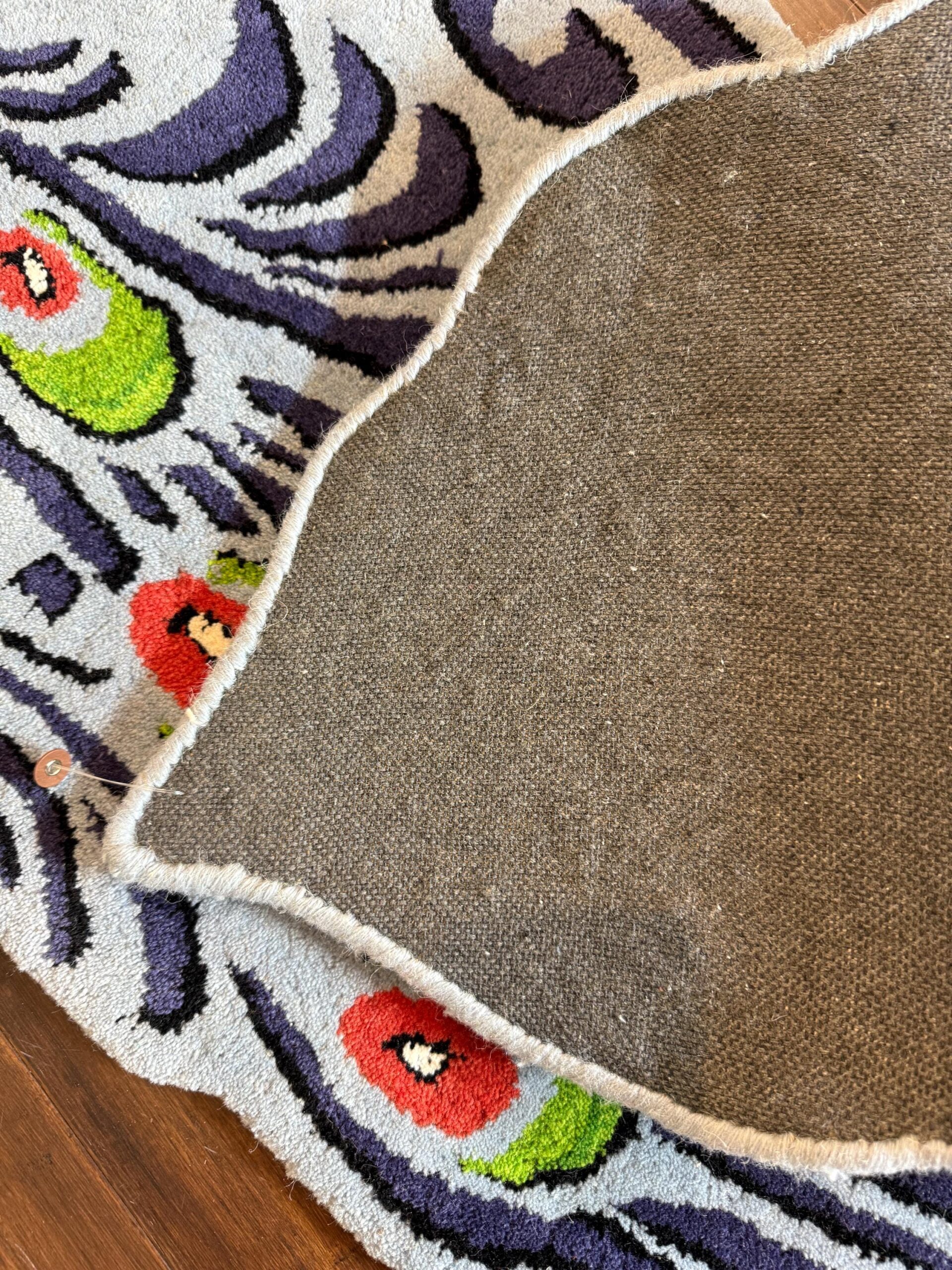 3×5 ft Handmade Wool Peacock Rug: Boho Kids Room Decor
