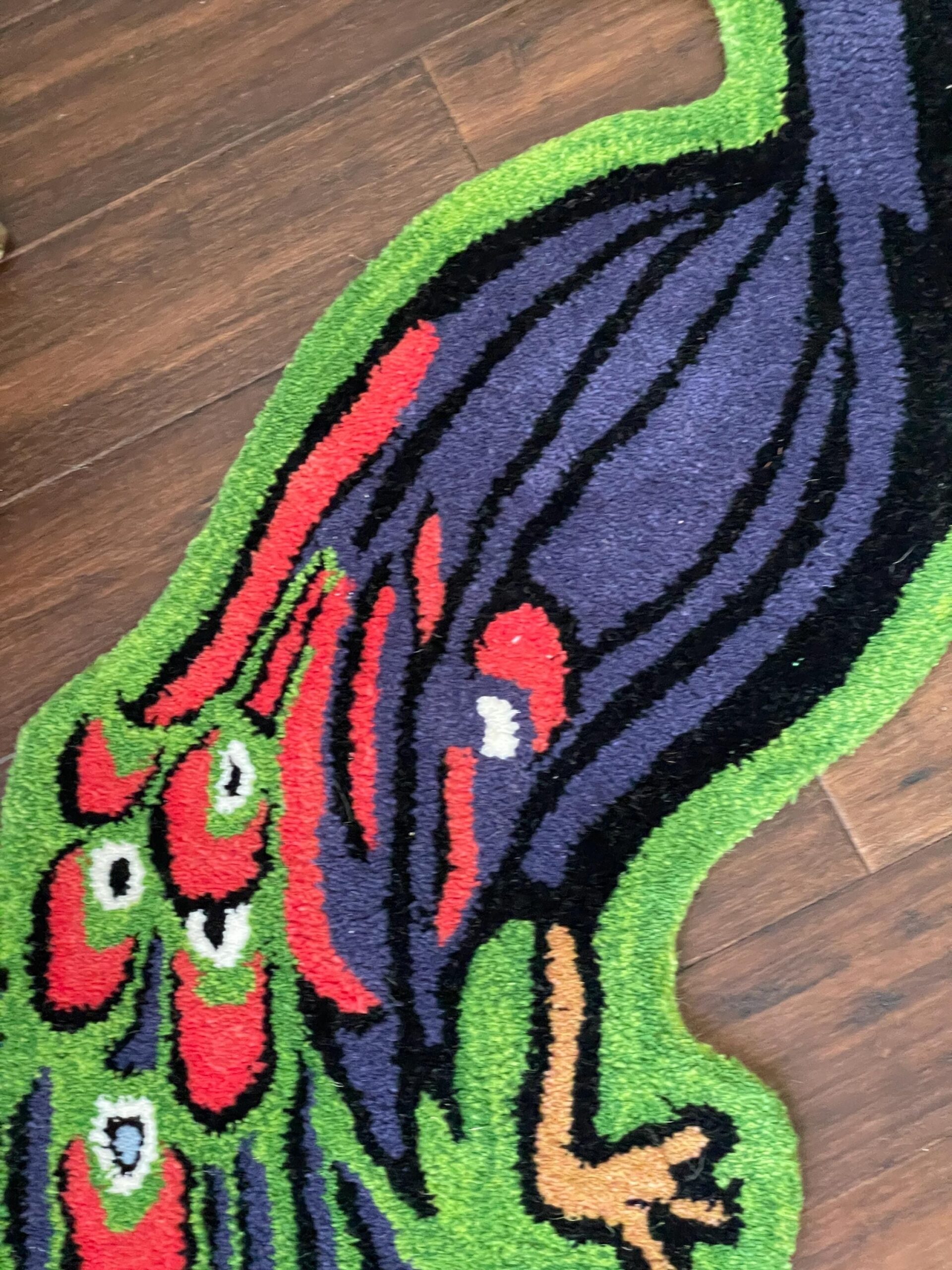 3×5 ft Hand-Knotted Wool Peacock Rug: Boho Nursery Decor Animal Rug
