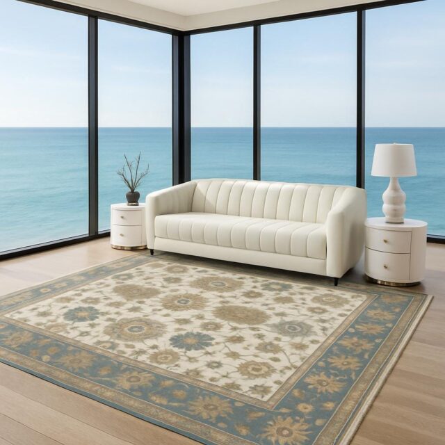 8×10 ft. Handmade Oushak Wool Rug: Modern Bohemian Carpet
