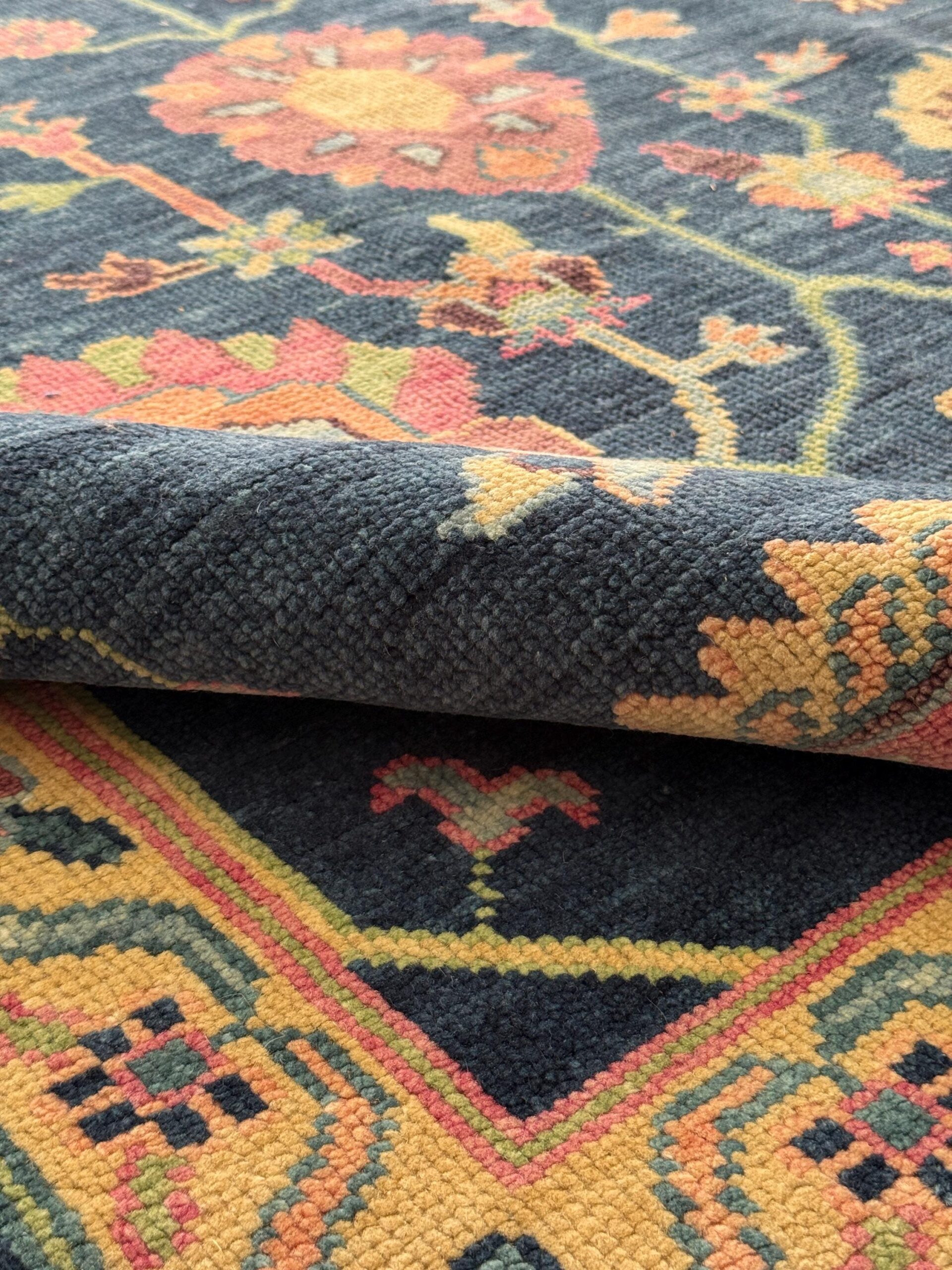 8×10 ft Oushak Rug: Hand-Knotted Wool Modern Boho Carpet