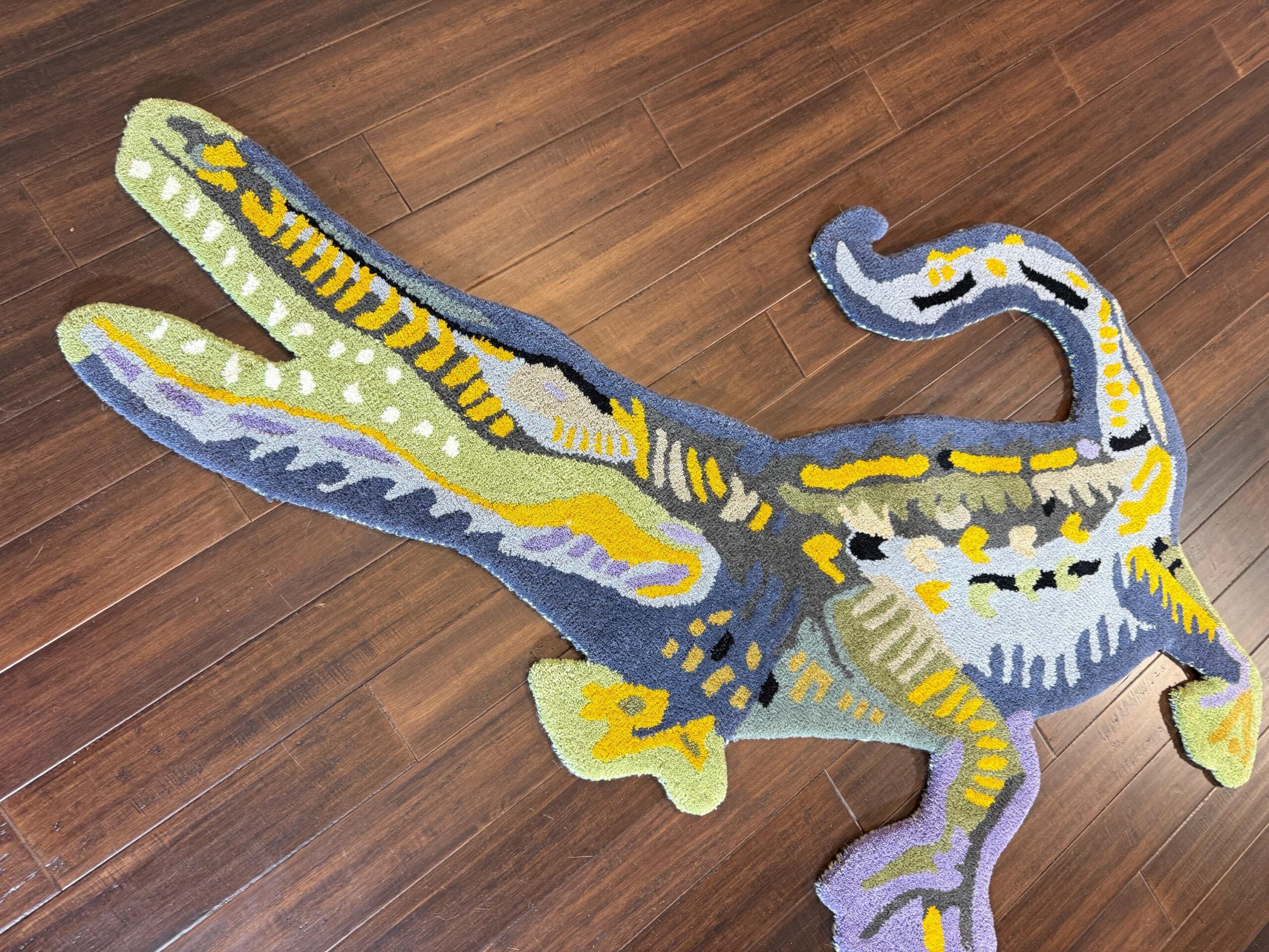 Handmade Wool Dinosaur Rug: 3×5 Kids Playroom Decor