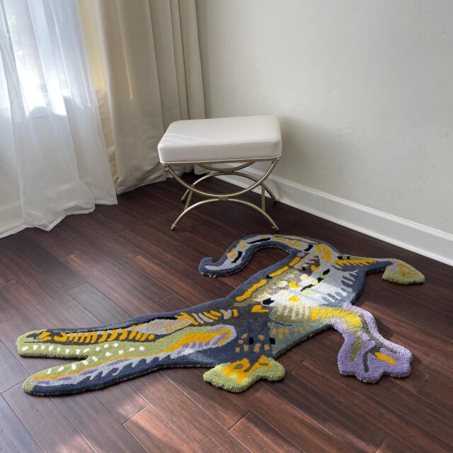 Handmade Wool Dinosaur Rug: 3×5 Kids Playroom Decor