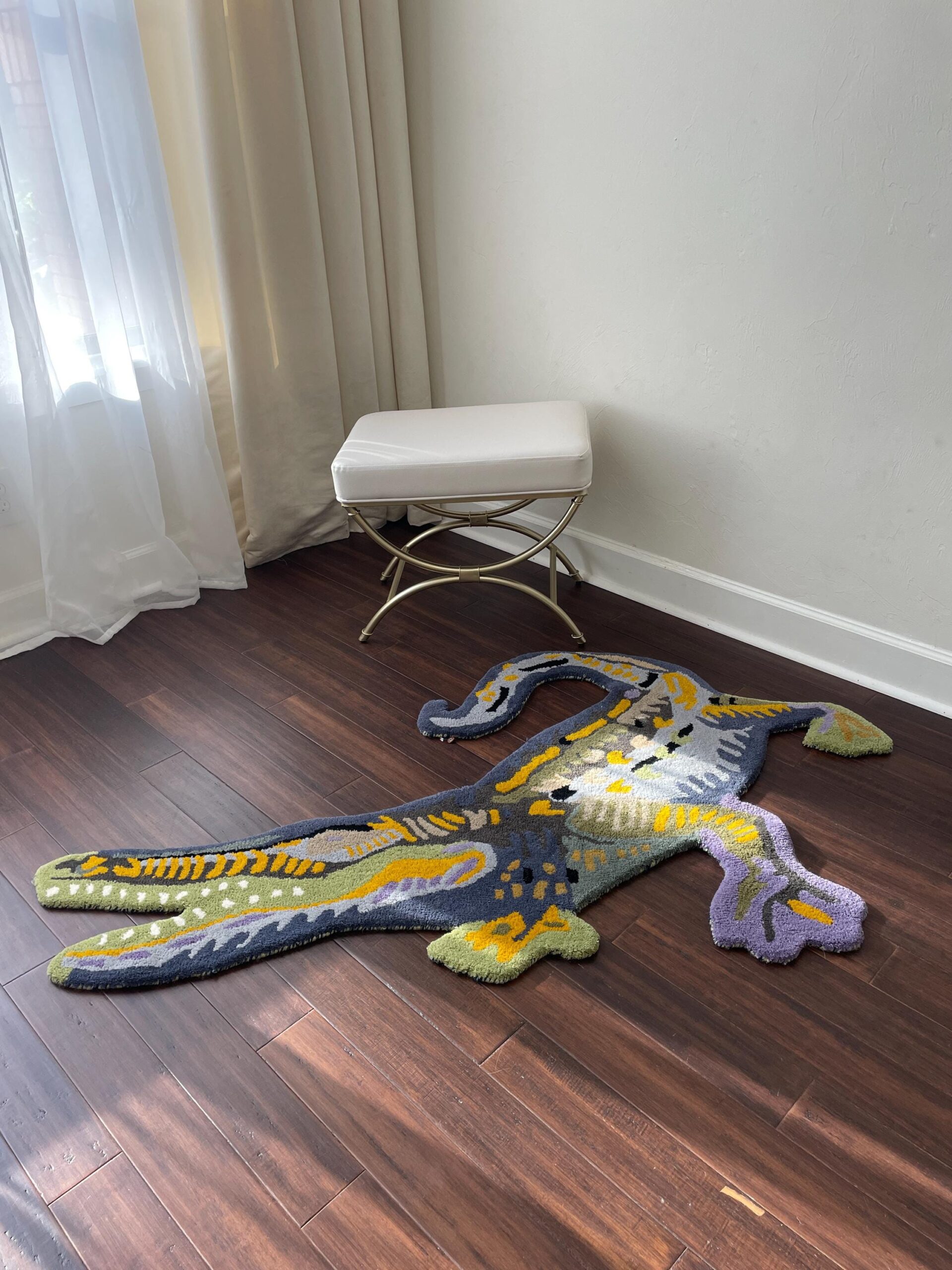 Handmade Wool Dinosaur Rug: 3×5 Kids Playroom Decor