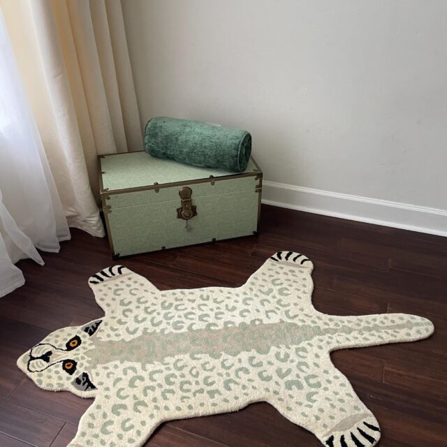 3×5 ft Handmade Wool Leopard Rug: Boho Safari Style
