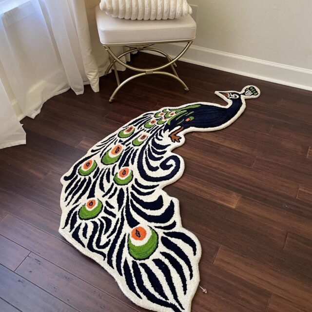 Handmade Wool Peacock Rug 3×5: Boho Nursery Decor