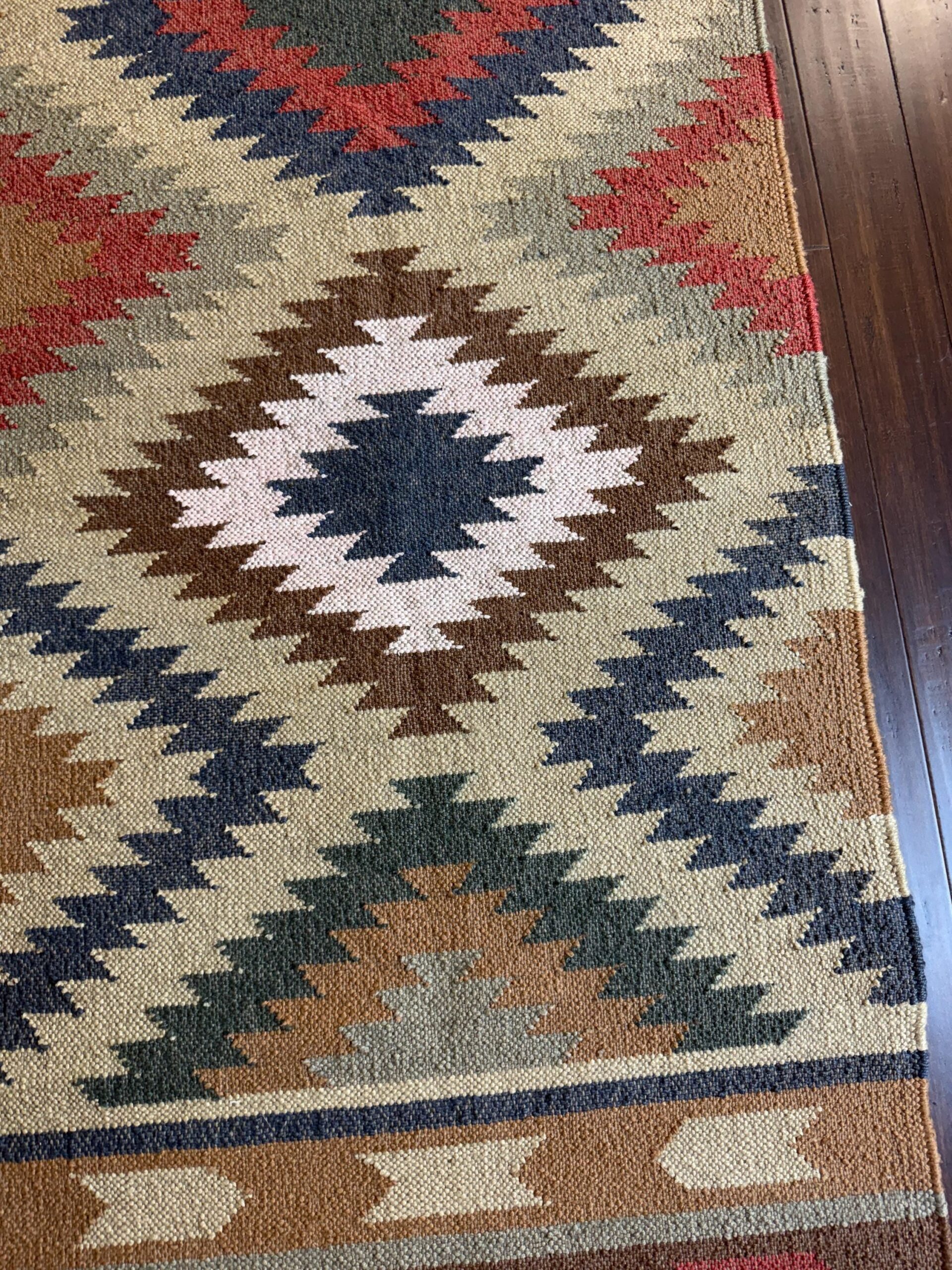 2×10 ft Handwoven Scandinavian Kilim Runner Rug: Wool Anatolian Flatweave