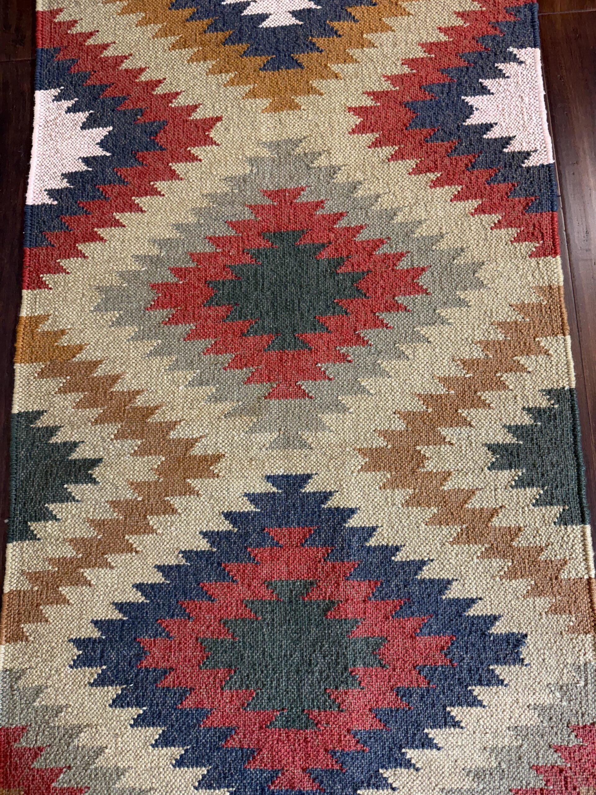 2×10 ft Handwoven Scandinavian Kilim Runner Rug: Wool Anatolian Flatweave
