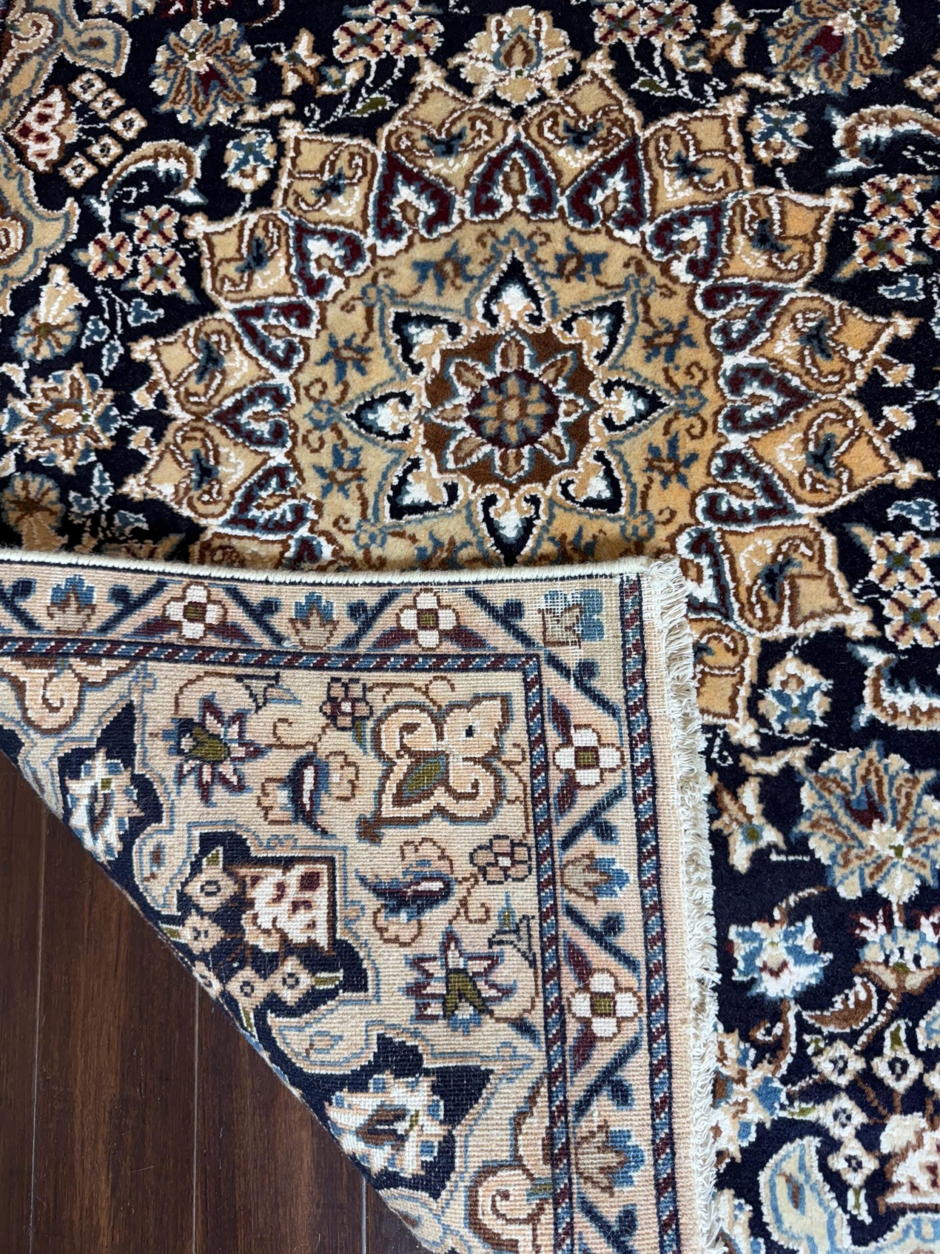 4×3 ft. Vintage Naeen Rug: 1960s Hand-Knotted Wool & Silk Oriental Carpet