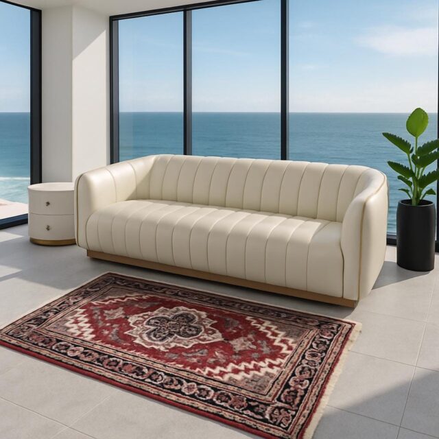 3×5 ft Hand Knotted Heriz Wool Rug: Modern Anatolian Carpet