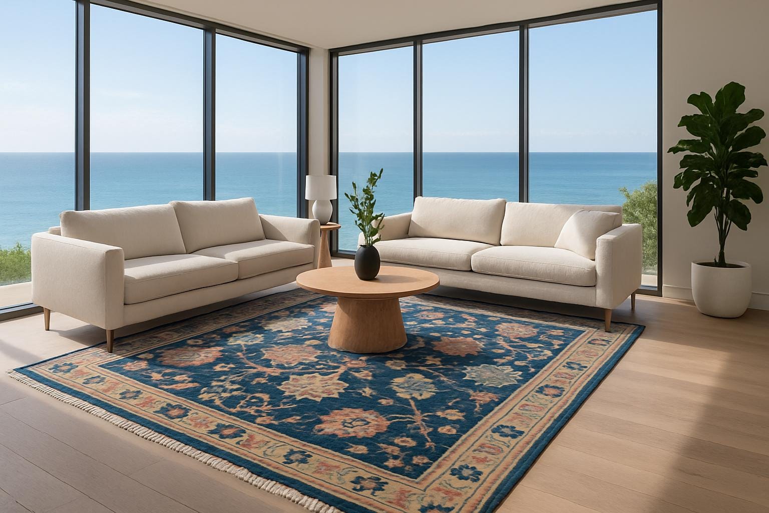 8×10 ft Oushak Rug: Hand-Knotted Wool Modern Boho Carpet