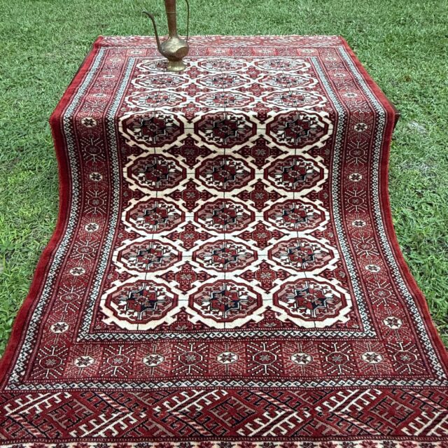 5×3 ft Hand-Knotted Vintage Sara Wool Rug, Tribal Design