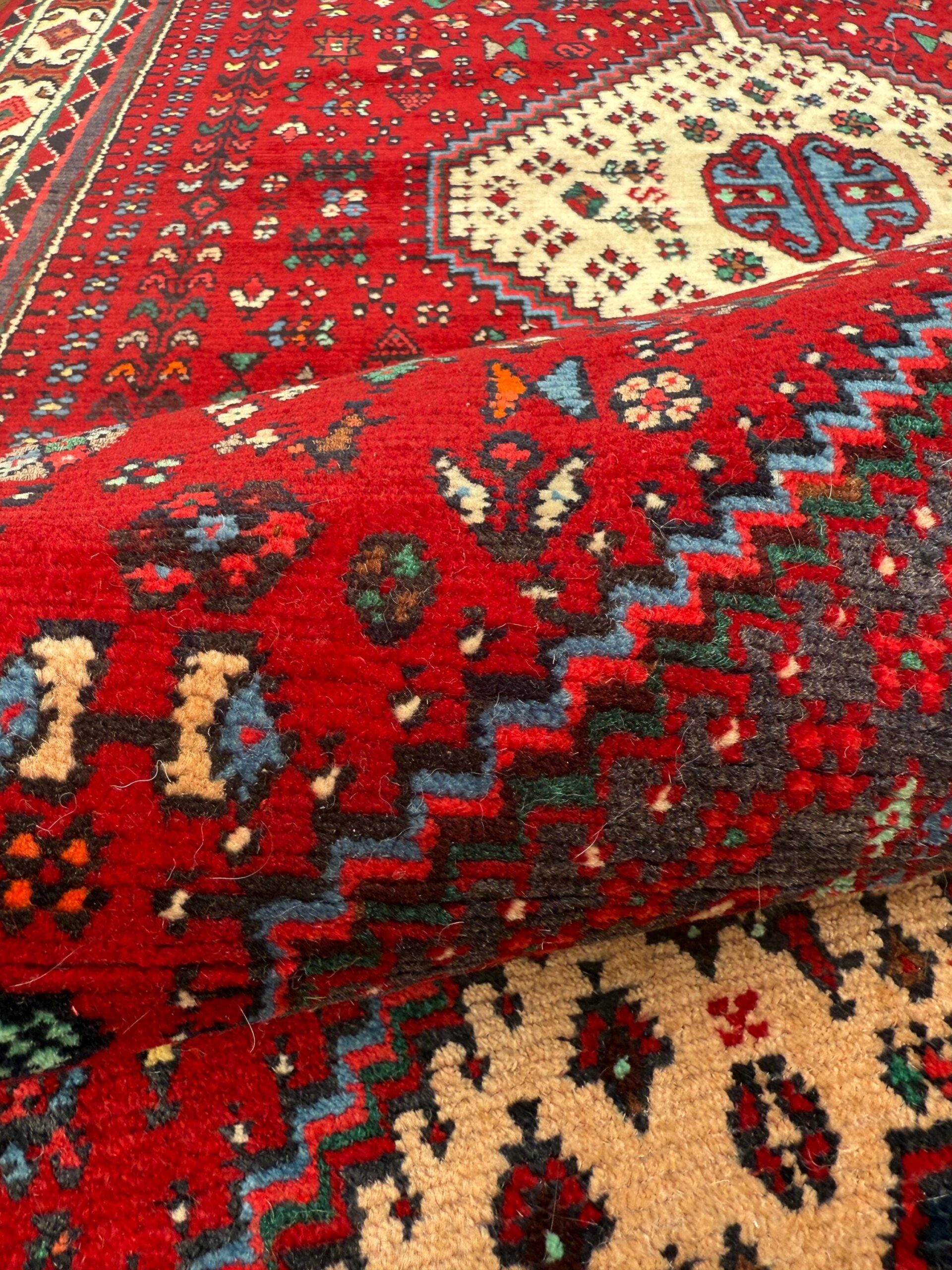 9×3 ft Vintage 1970s Mai Mai Runner Rug: Hand Knotted Wool Tribal Nomadic Desig Carpet