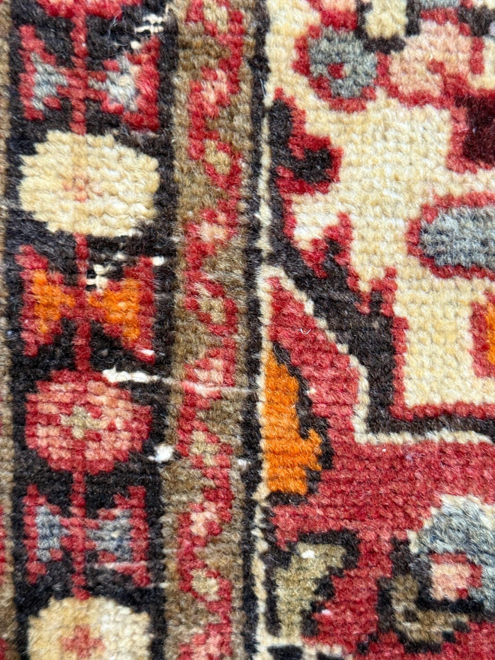 2×3 ft 1930s Kashan Wool Rug: Geometric Vintage Accent Rug
