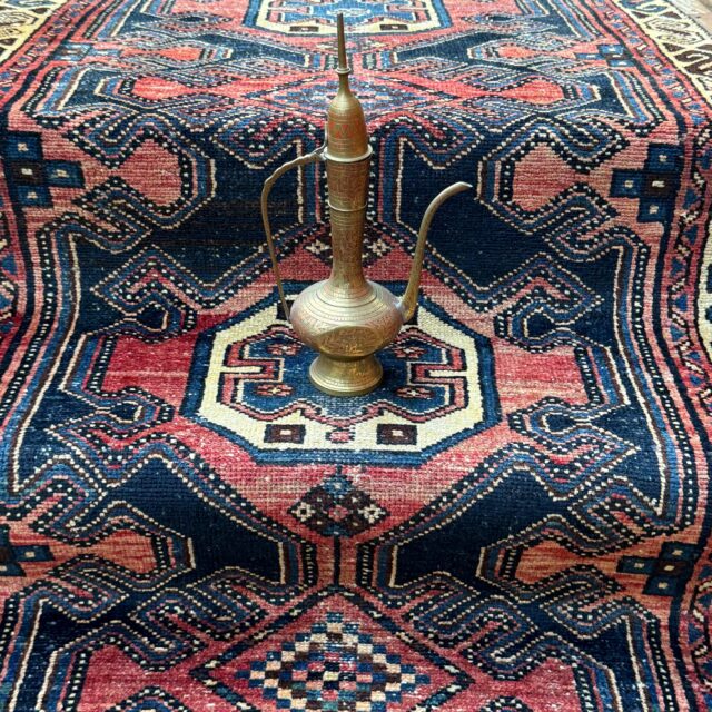 2.10×10 ft Vintage 1940s Anatolian Runner Rug: Hand Knotted Wool Village Carpet, Geometric Tribal Design