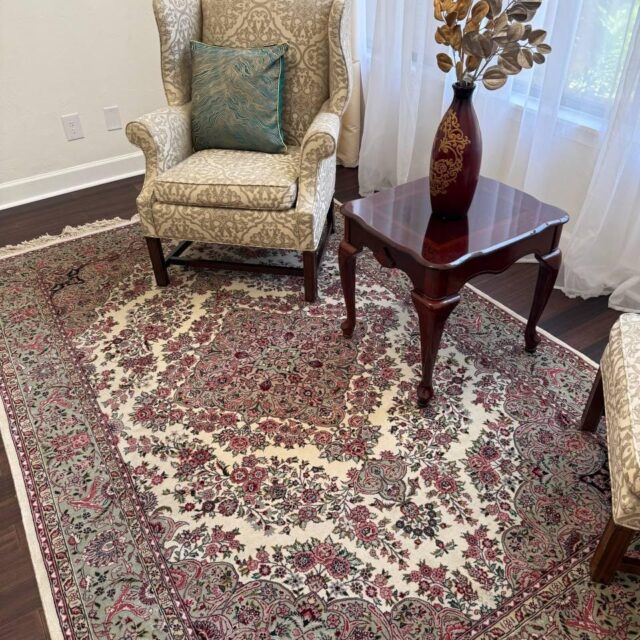 9×6 ft Tabrizz 1970s Vintage Silk Wool Rug: Hand Knotted Oriental Carpet, 400 KPSI