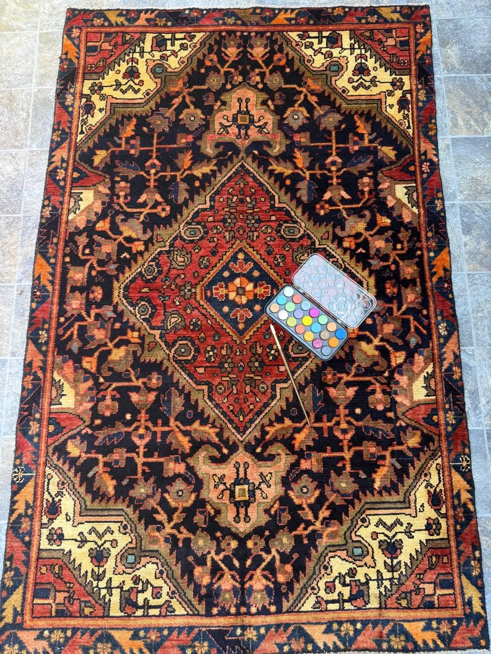 4×6 ft Vintage Turkish Tribal Rug Wool Anatolian Carpet