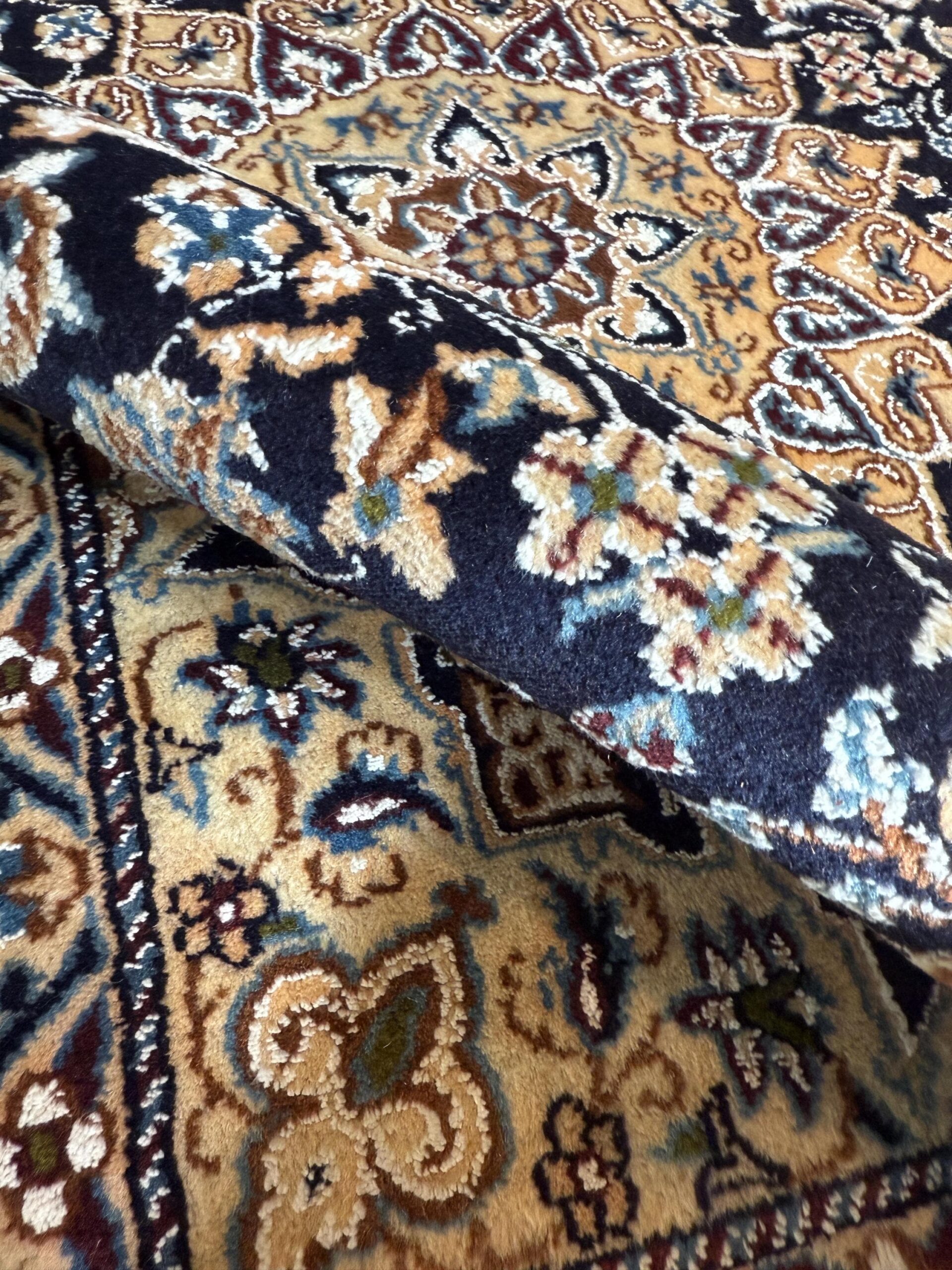 4×3 ft. Vintage Naeen Rug: 1960s Hand-Knotted Wool & Silk Oriental Carpet