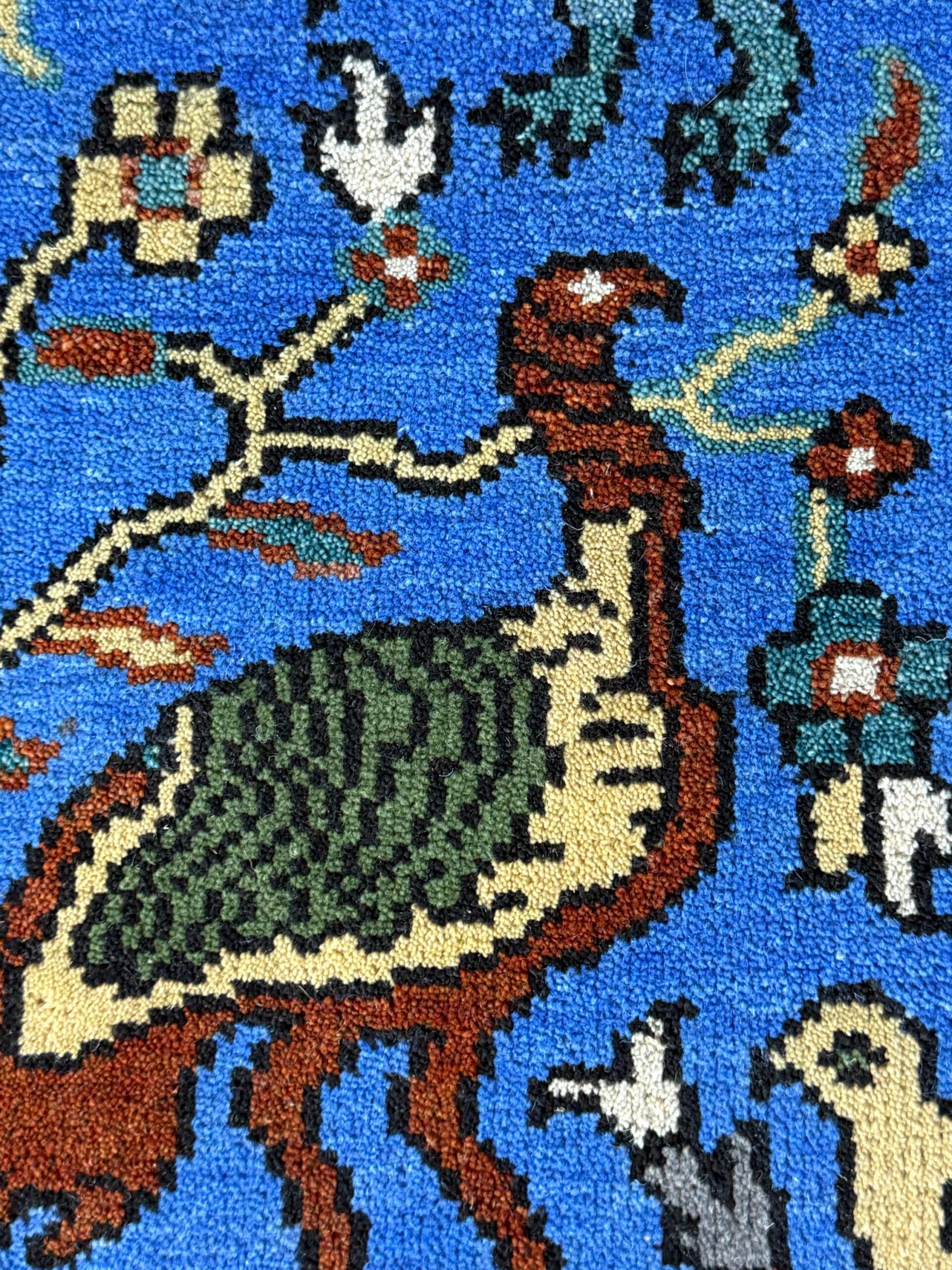 2×3 ft Handmade Oushak Rug: Tree of Life Wool Carpet