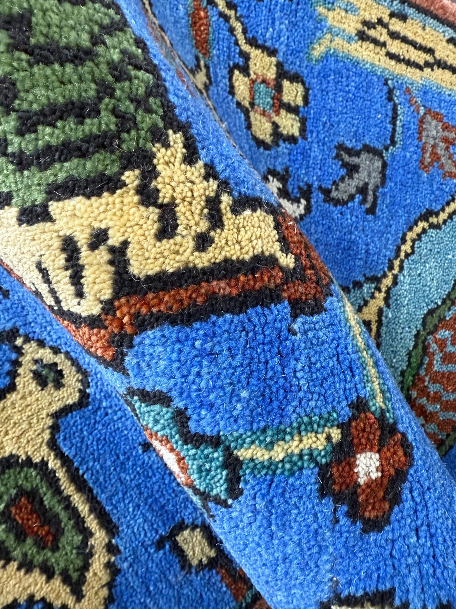 2×3 ft Handmade Oushak Rug: Tree of Life Wool Carpet