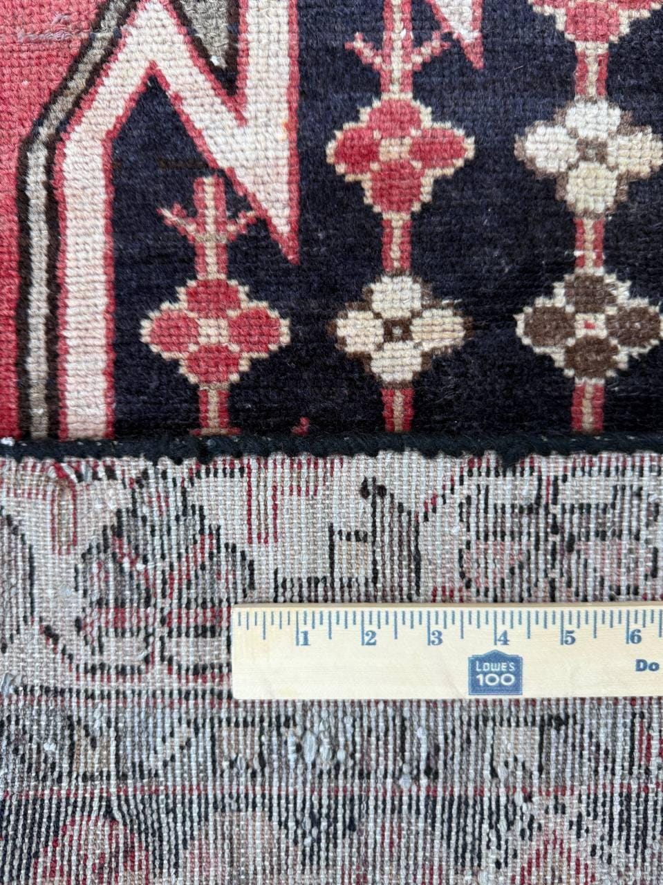 Vintage 1930s Turkish Wool Rug: 3×6 ft Farmhouse Geometric Hand-Knotted Carpet
