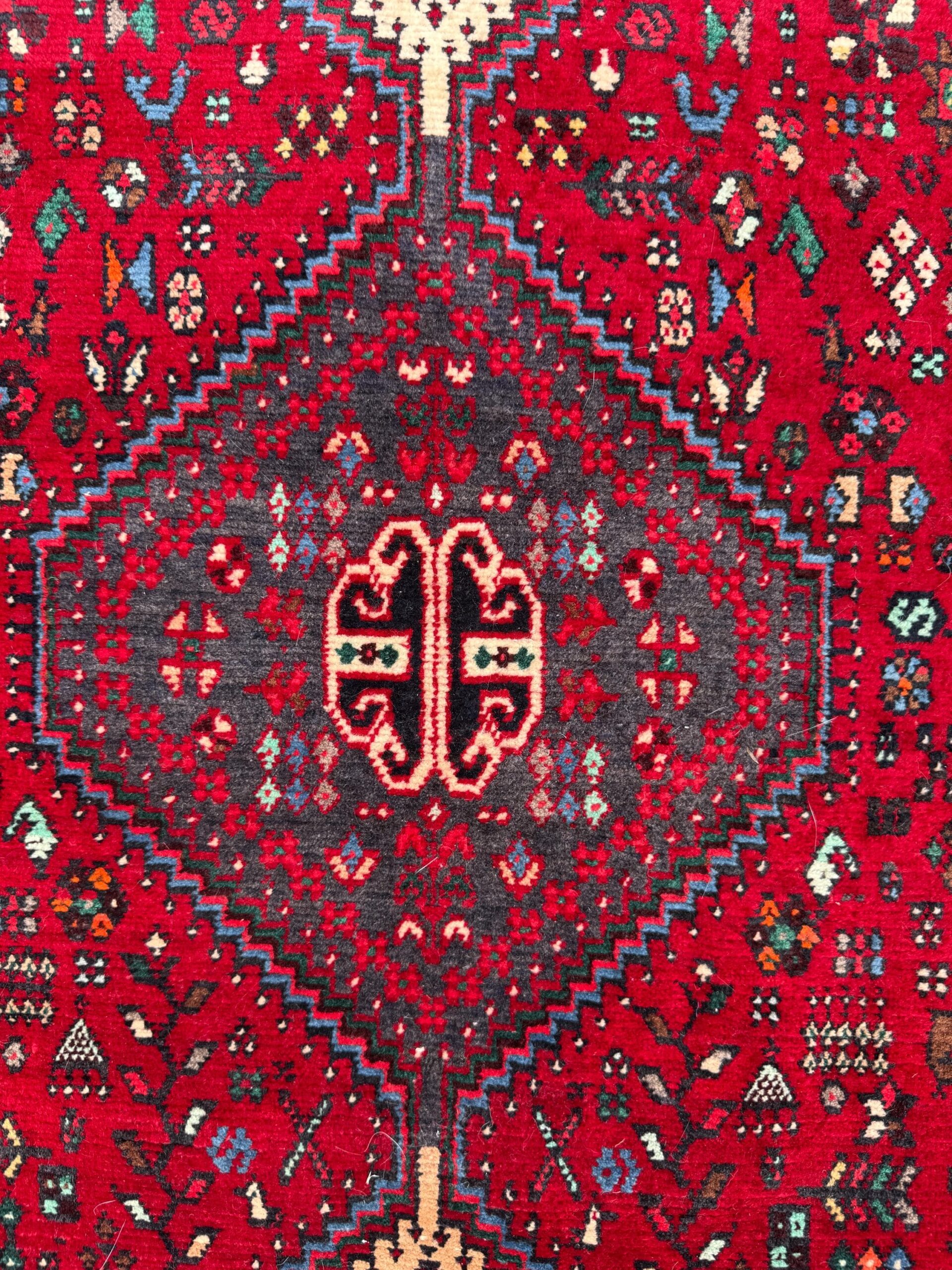 9×3 ft Vintage 1970s Mai Mai Runner Rug: Hand Knotted Wool Tribal Nomadic Desig Carpet