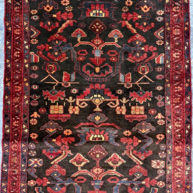 Signed Vintage Turkish Rug: 1920s Anatolian Tribal Wool Carpet