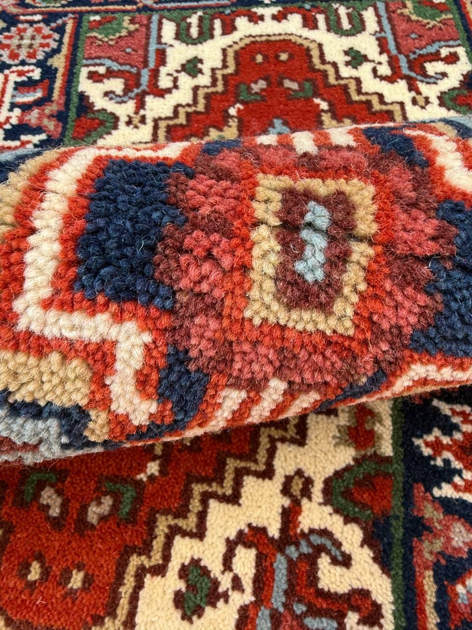 2×4 ft Hand-Knotted Wool Serapi Heriz Rug: Turkish Accent Carpet
