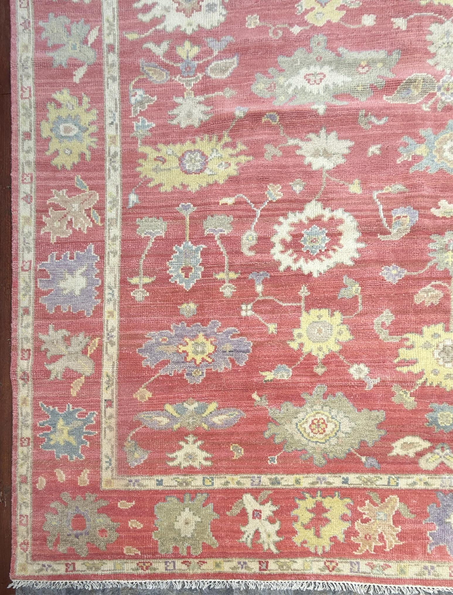 8×10 ft Handmade Turkish Oushak Wool Rug: Modern Bohemian Carpet