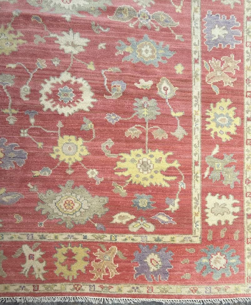 8×10 ft Handmade Turkish Oushak Wool Rug: Modern Bohemian Carpet