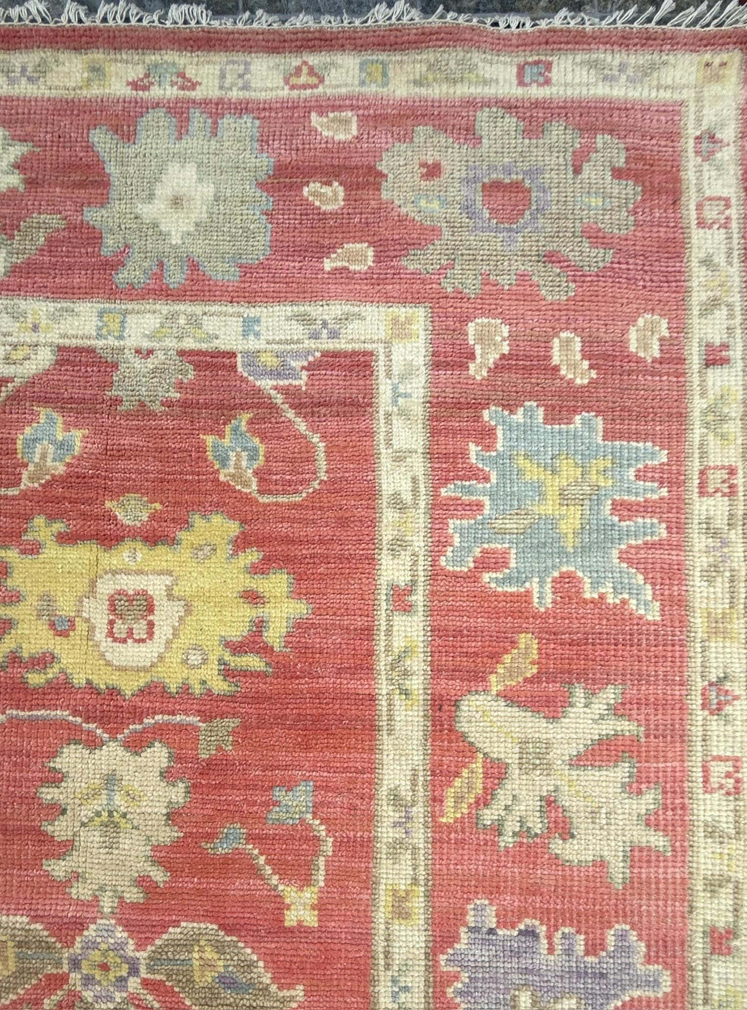 8×10 ft Handmade Turkish Oushak Wool Rug: Modern Bohemian Carpet