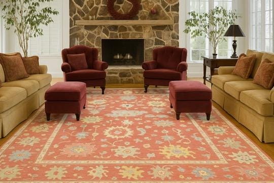 8×10 ft Handmade Turkish Oushak Wool Rug: Modern Bohemian Carpet