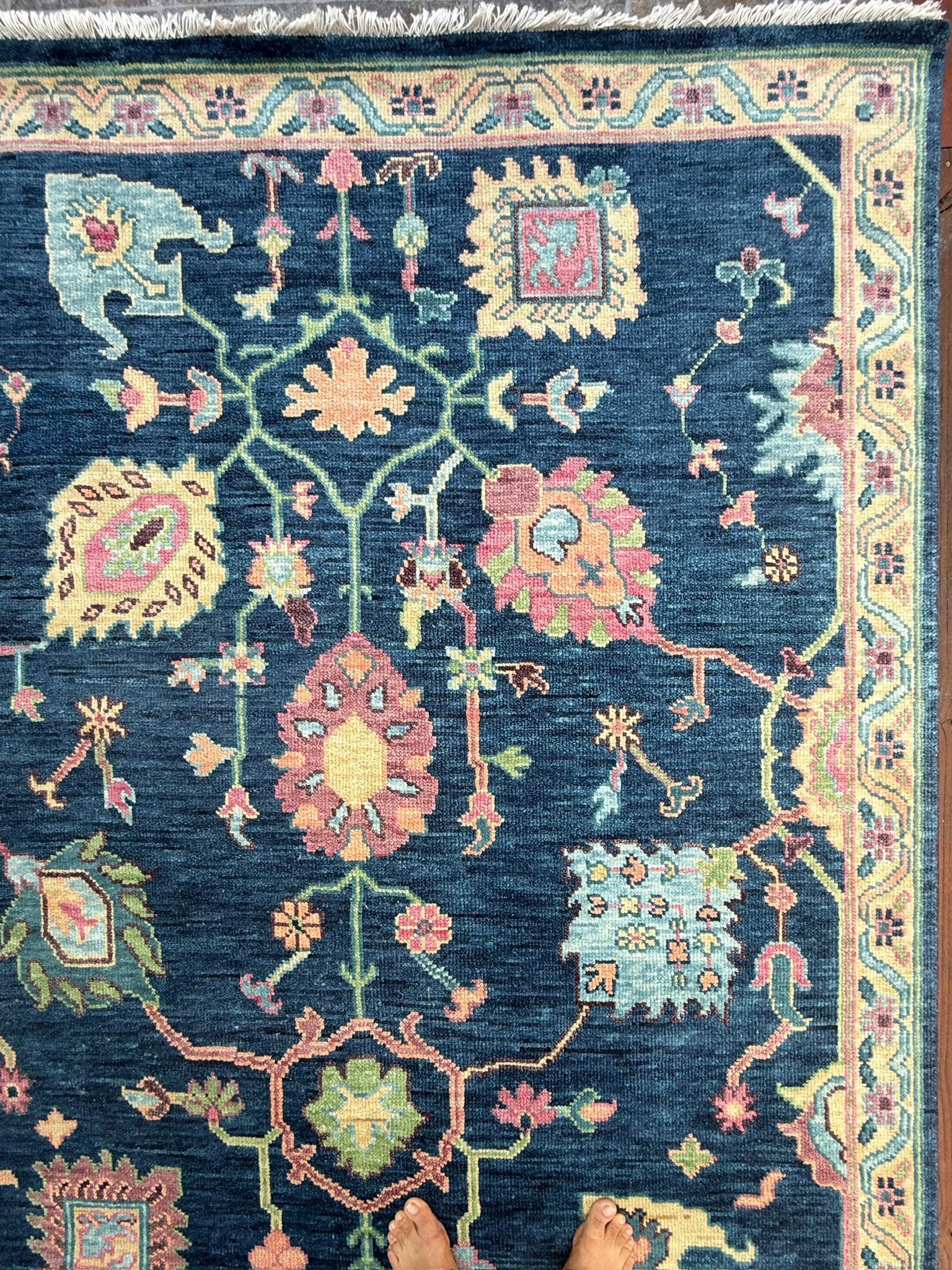 8×10 ft Oushak Rug: Hand-Knotted Wool Modern Boho Carpet