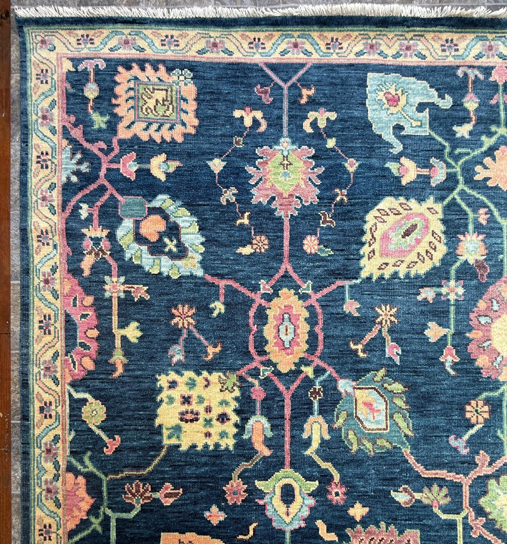 8×10 ft Oushak Rug: Hand-Knotted Wool Modern Boho Carpet