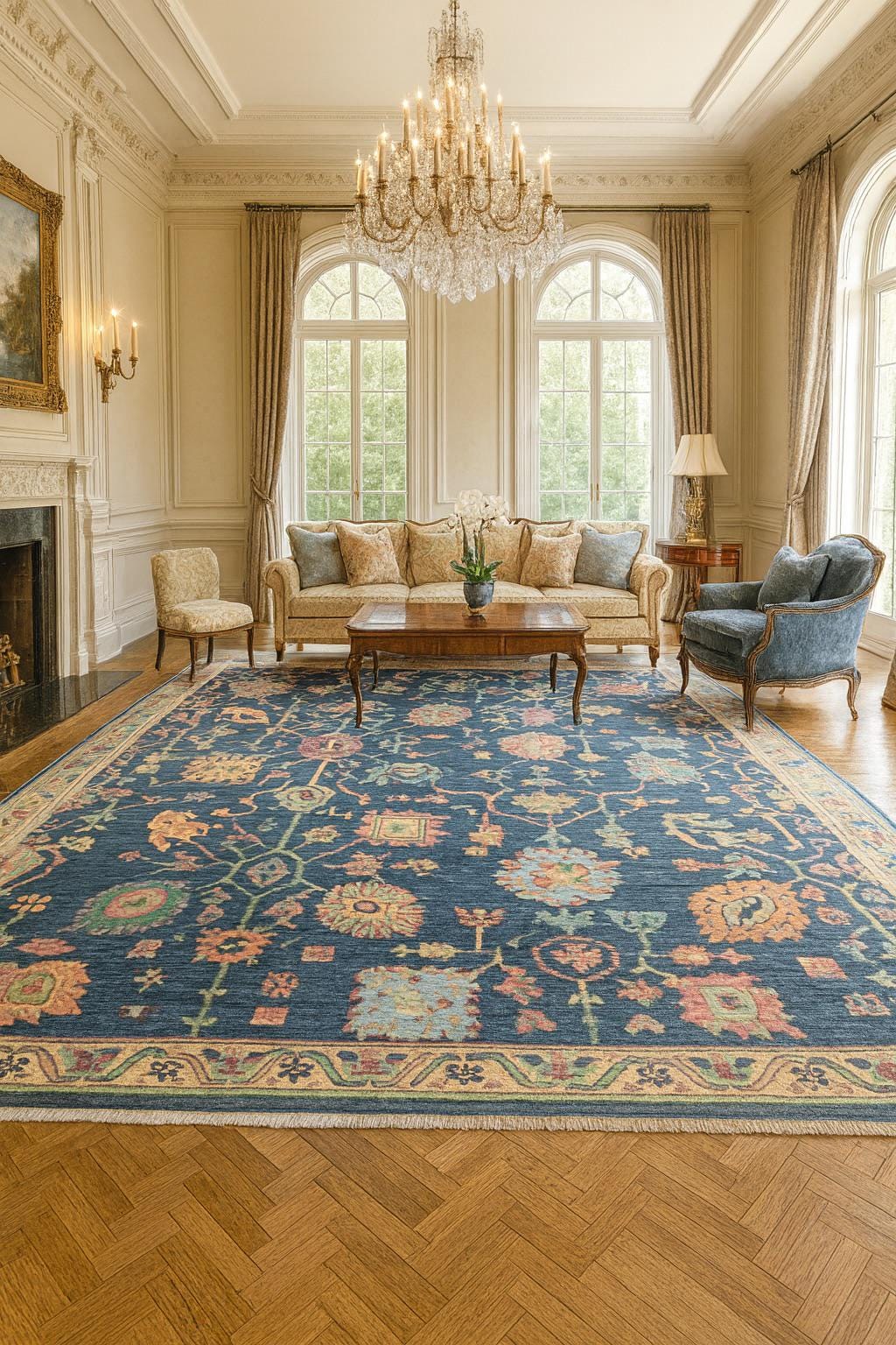 8×10 ft Oushak Rug: Hand-Knotted Wool Modern Boho Carpet