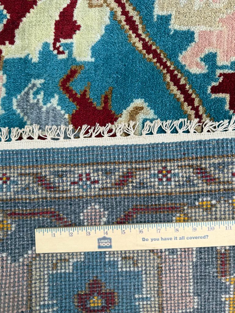 9×12 ft. Heriz Rug: Hand-Knotted Wool Modern Serapi Design Carpet