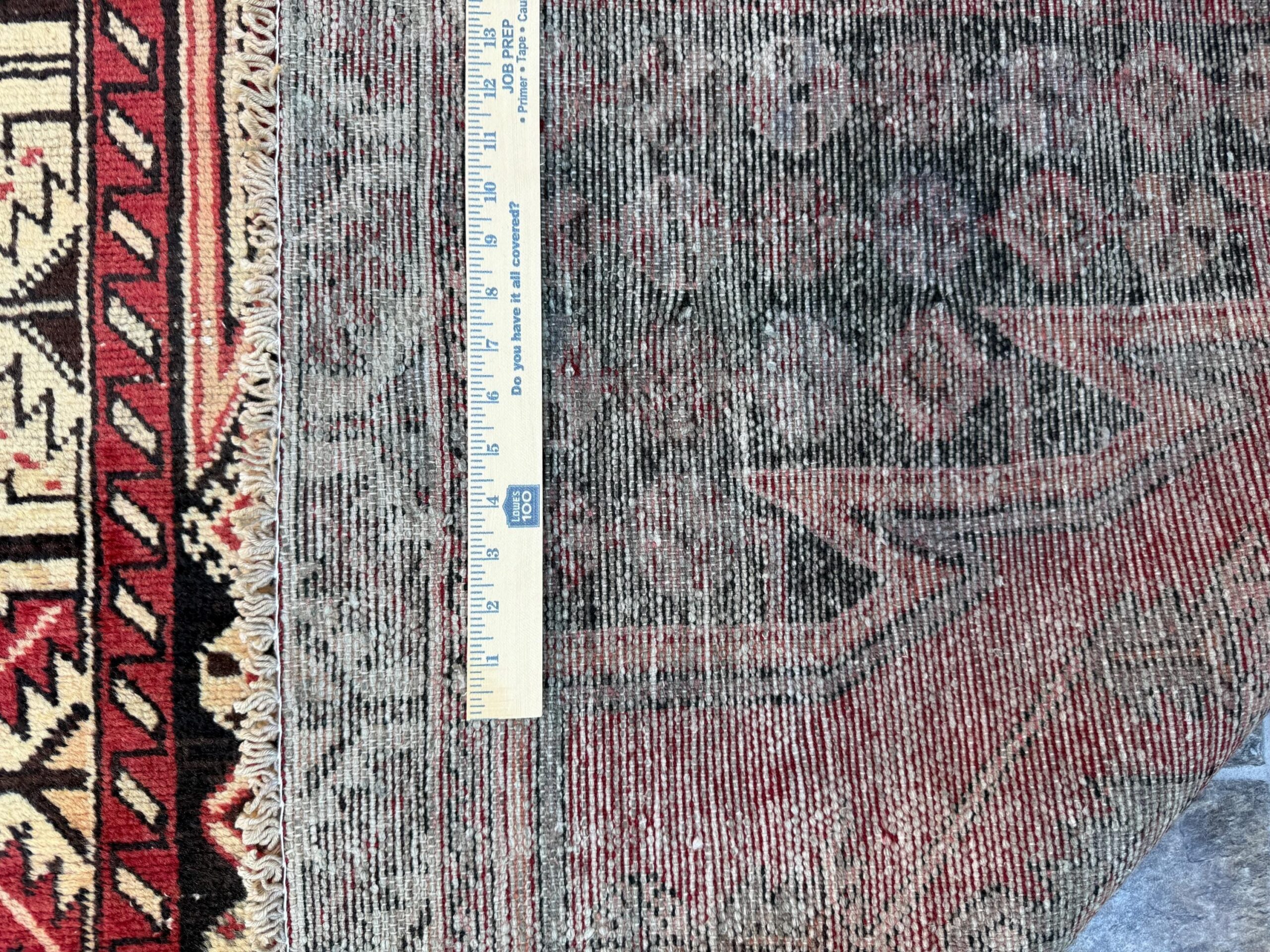 4×6.3 ft. Vintage Turkish Wool Rug: Hand Knotted Anatolian Geometric Carpet 1930s