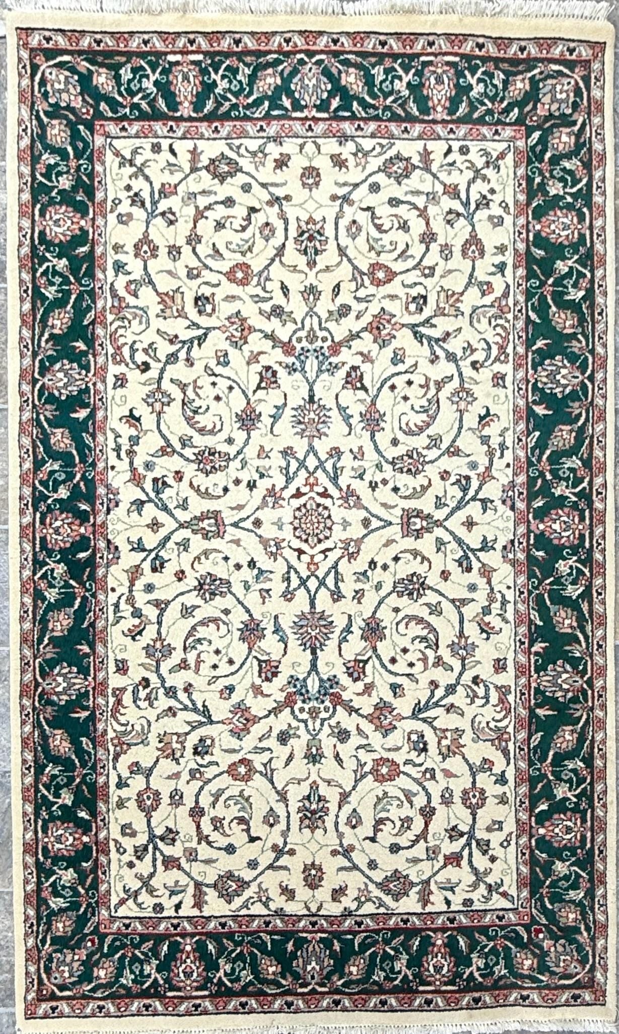 4×7 ft 1960s Vintage Hand-Knotted Wool Tabriz Rug: Oriental Carpet