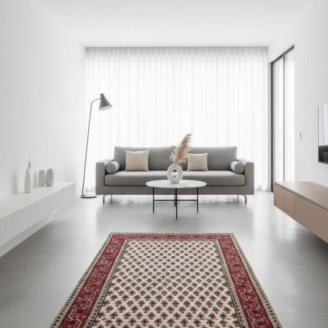 5.1×2.11 ft Badam Gul Mir Wool Rug: 1980s Vintage Hand Knotted Oriental Carpet, Small Geometric Tribal Area Rug