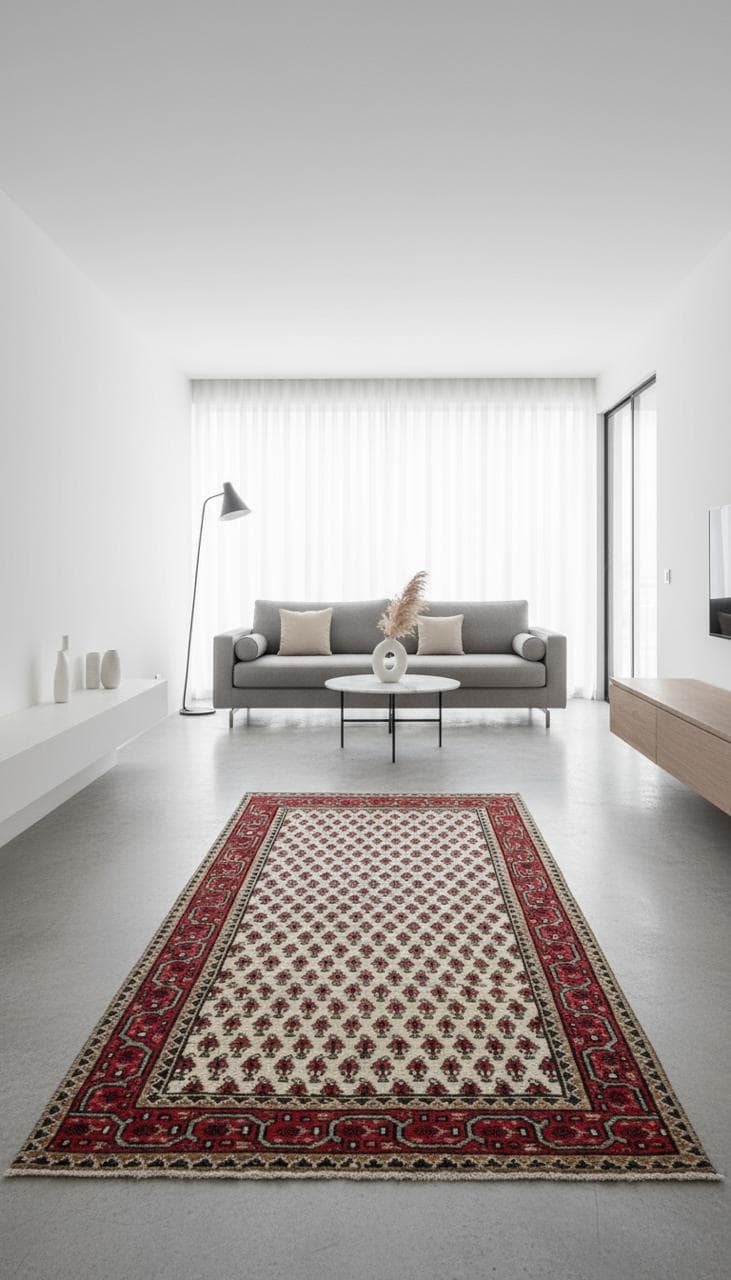 5.1×2.11 ft Badam Gul Mir Wool Rug: 1980s Vintage Hand Knotted Oriental Carpet, Small Geometric Tribal Area Rug