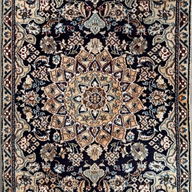 4×3 ft. Vintage Naeen Rug: 1960s Hand-Knotted Wool & Silk Oriental Carpet