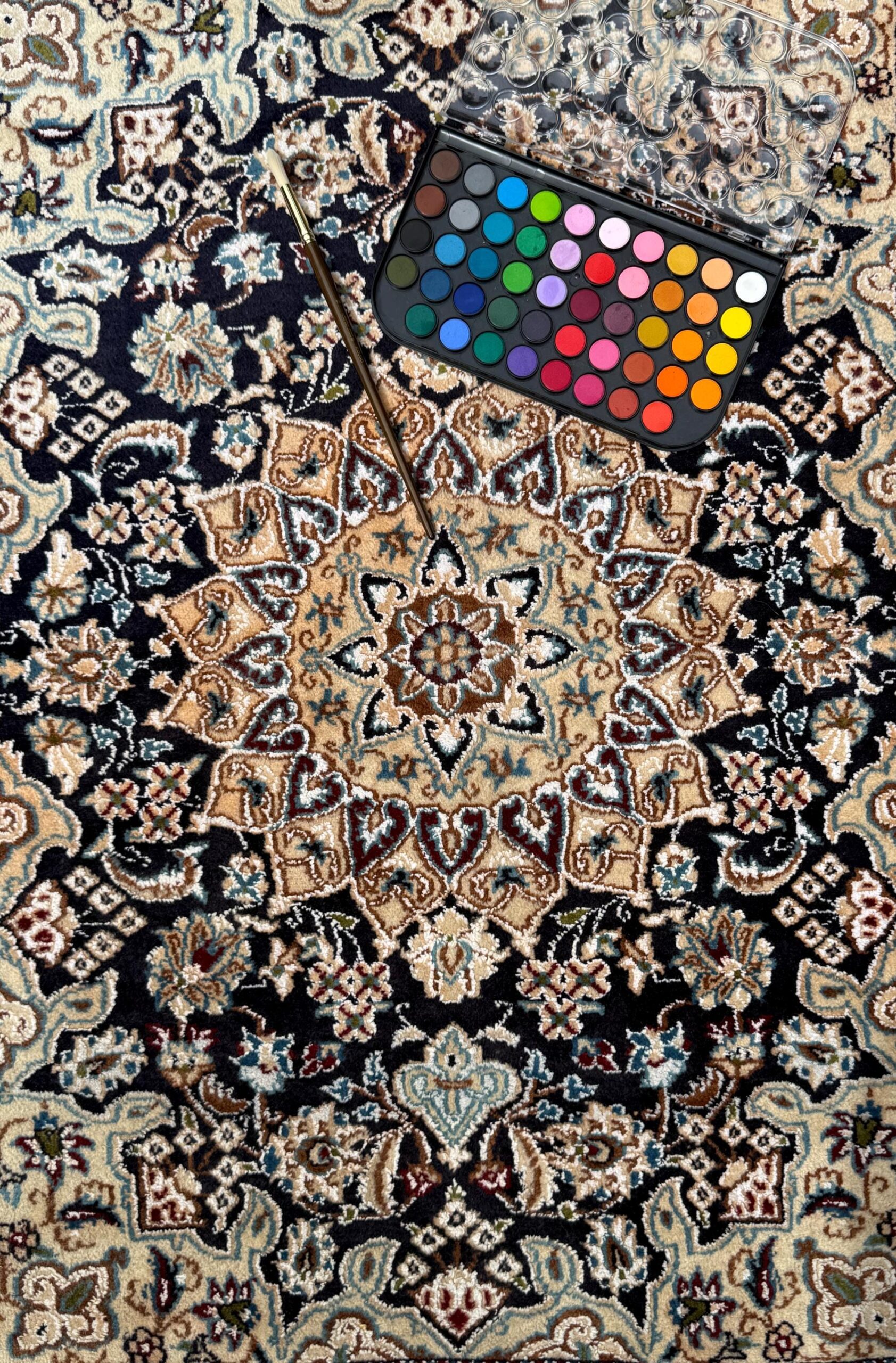 4×3 ft. Vintage Naeen Rug: 1960s Hand-Knotted Wool & Silk Oriental Carpet