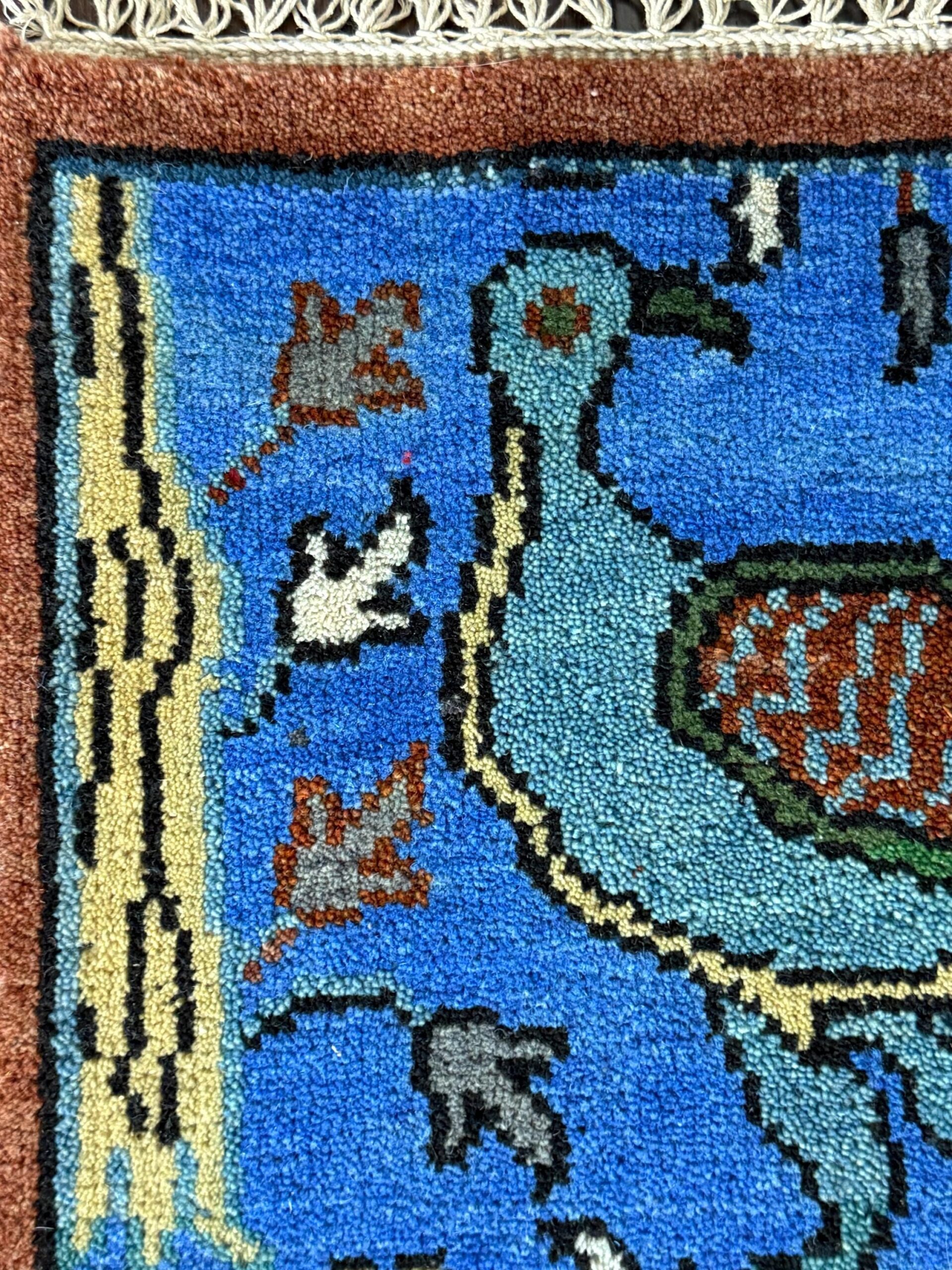2×3 ft Handmade Oushak Rug: Tree of Life Wool Carpet